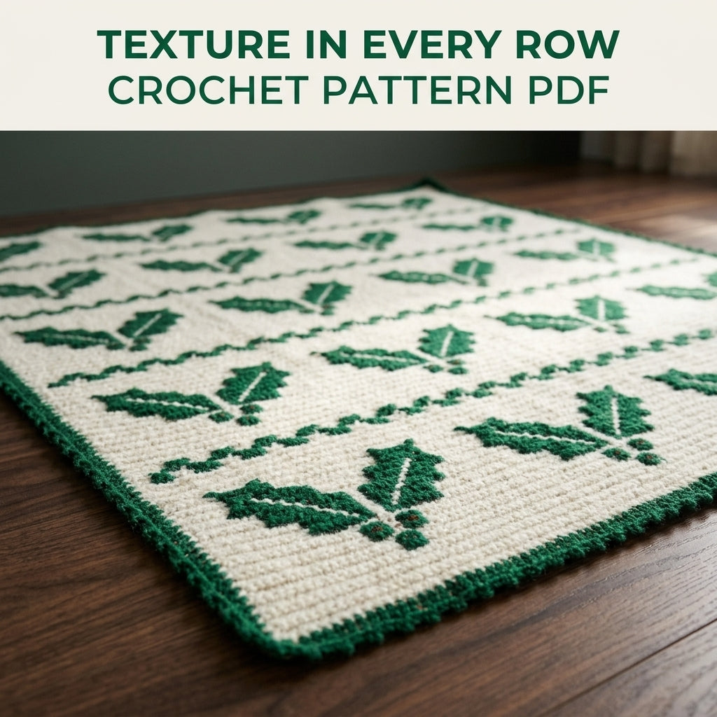 Holly Crochet Blanket Pattern PDF – Christmas Tapestry Crochet Throw in Green and White