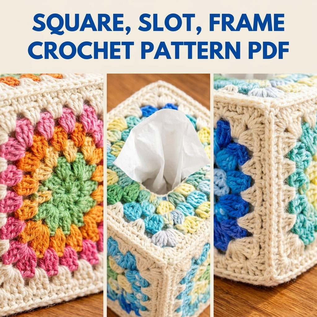Granny Square Tissue Box Cover Crochet Pattern PDF – Cube Tissue Cover