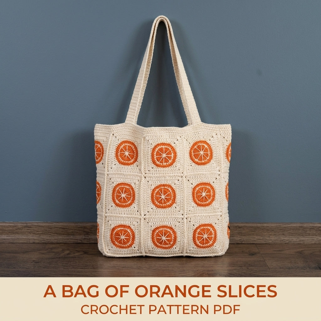 Orange Slice Granny Tote Bag Crochet Pattern PDF – Summer Fruit Market Bag