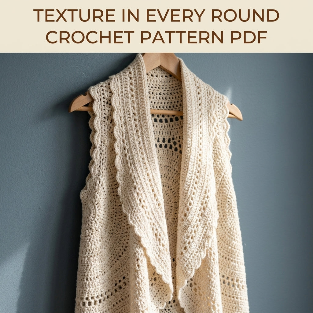 Lace Circle Vest Crochet Pattern PDF – Cascading Sleeveless Vest with Scalloped Edge