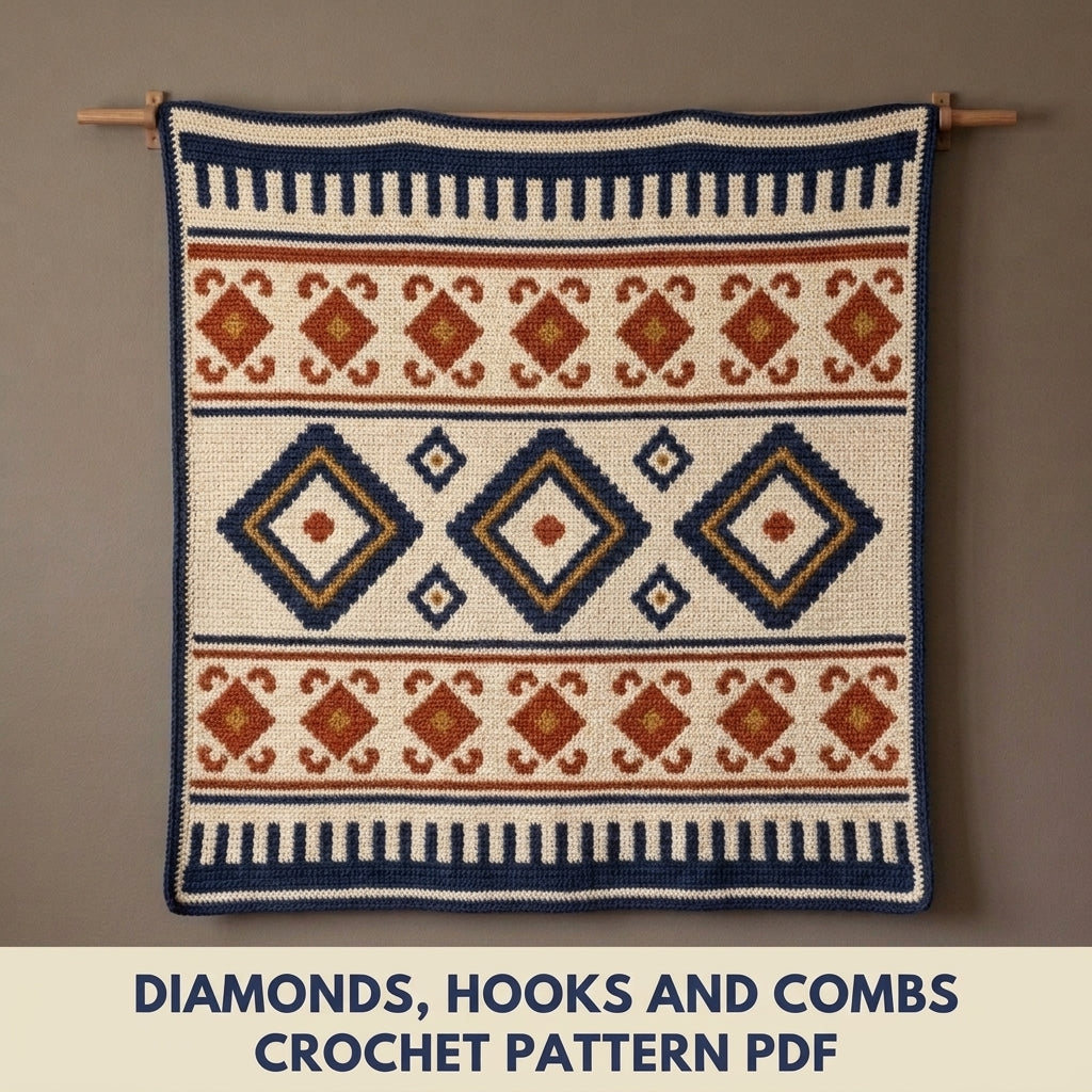 Diamond Tapestry Crochet Pattern PDF – Geometric Crochet Wall Decor