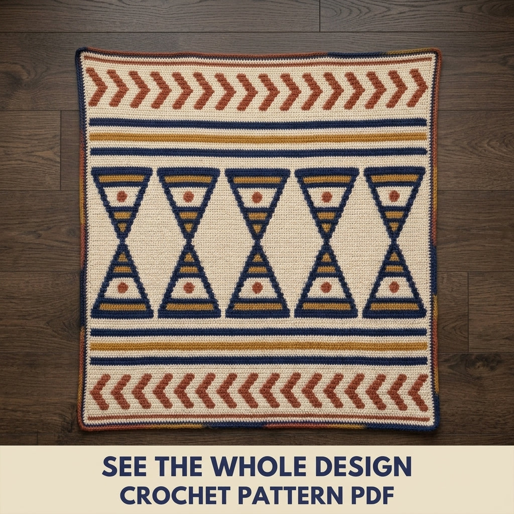 Hourglass Tapestry Crochet Wall Hanging Pattern PDF – Geometric Colourwork Wall Art