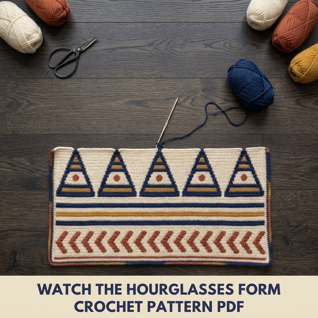 Hourglass Tapestry Crochet Wall Hanging Pattern PDF – Geometric Colourwork Wall Art