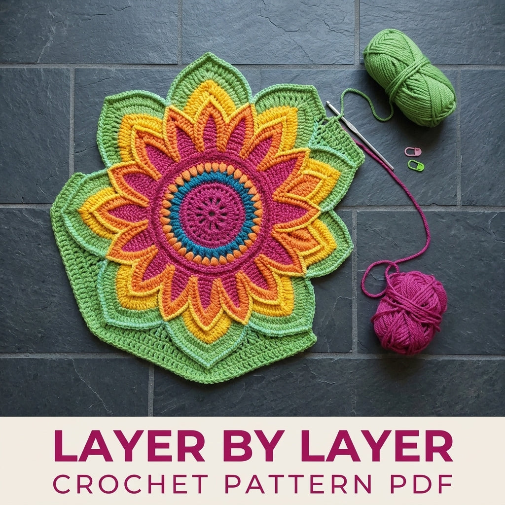 Rainbow Bloom Wall Hanging Crochet Pattern PDF – 3D Flower Mandala Wall Decor