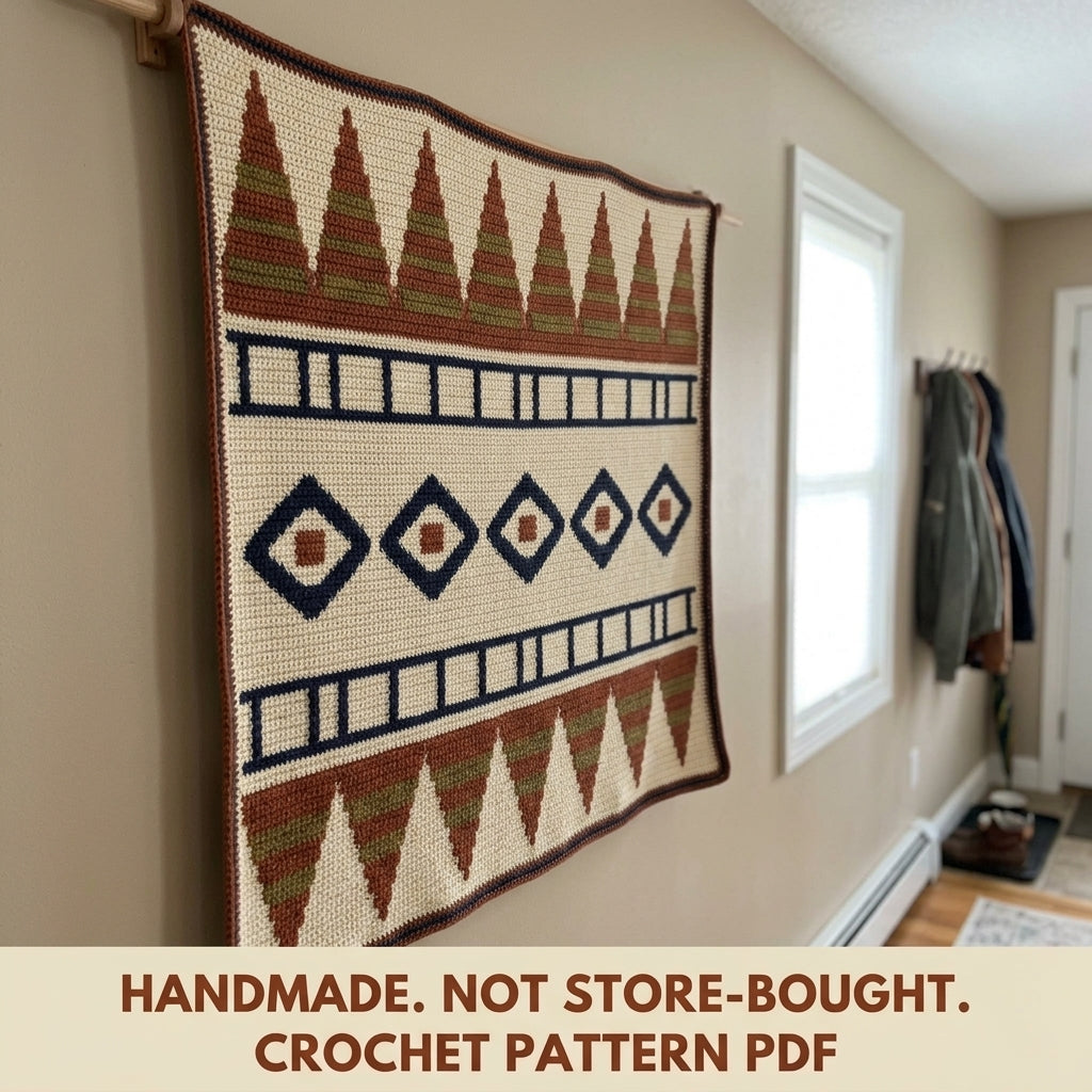 Triangle Tapestry Crochet Pattern PDF – Geometric Crochet Wall Decor