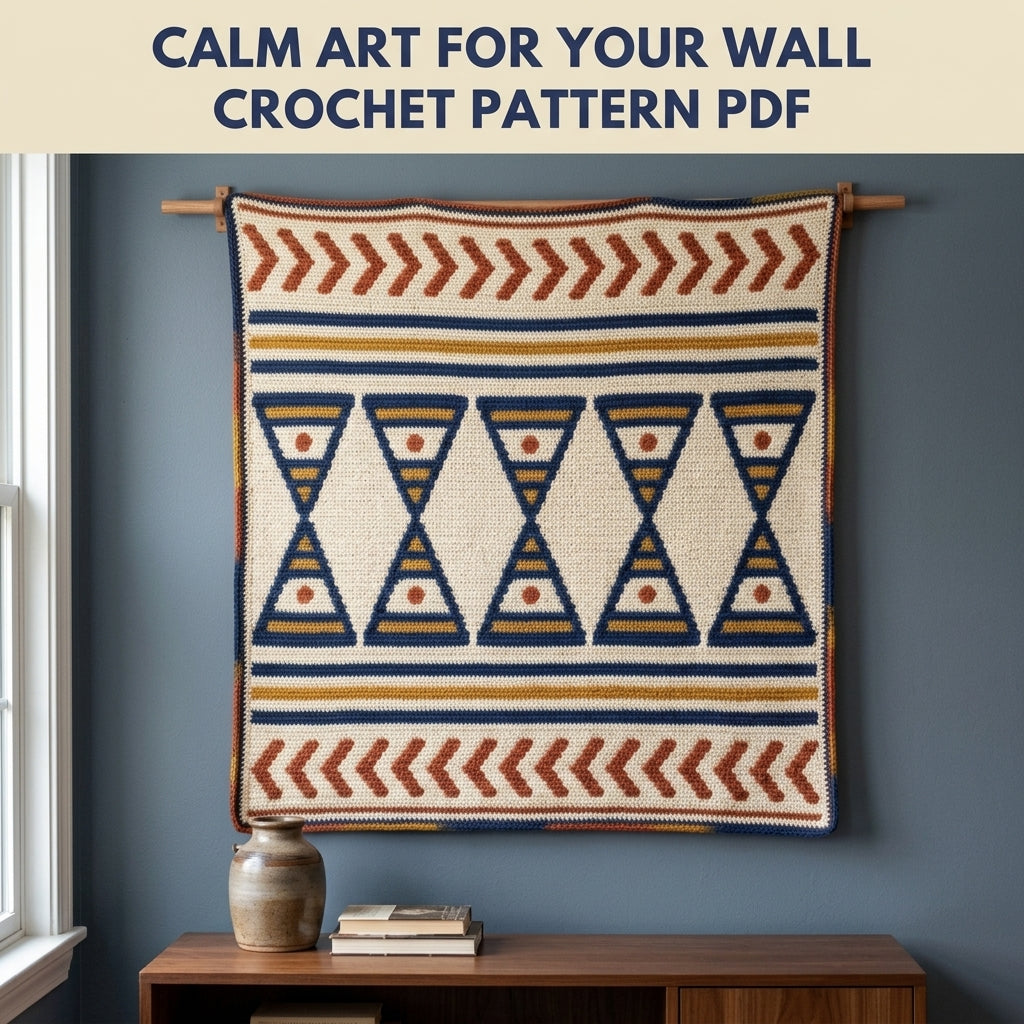 Hourglass Tapestry Crochet Wall Hanging Pattern PDF – Geometric Colourwork Wall Art