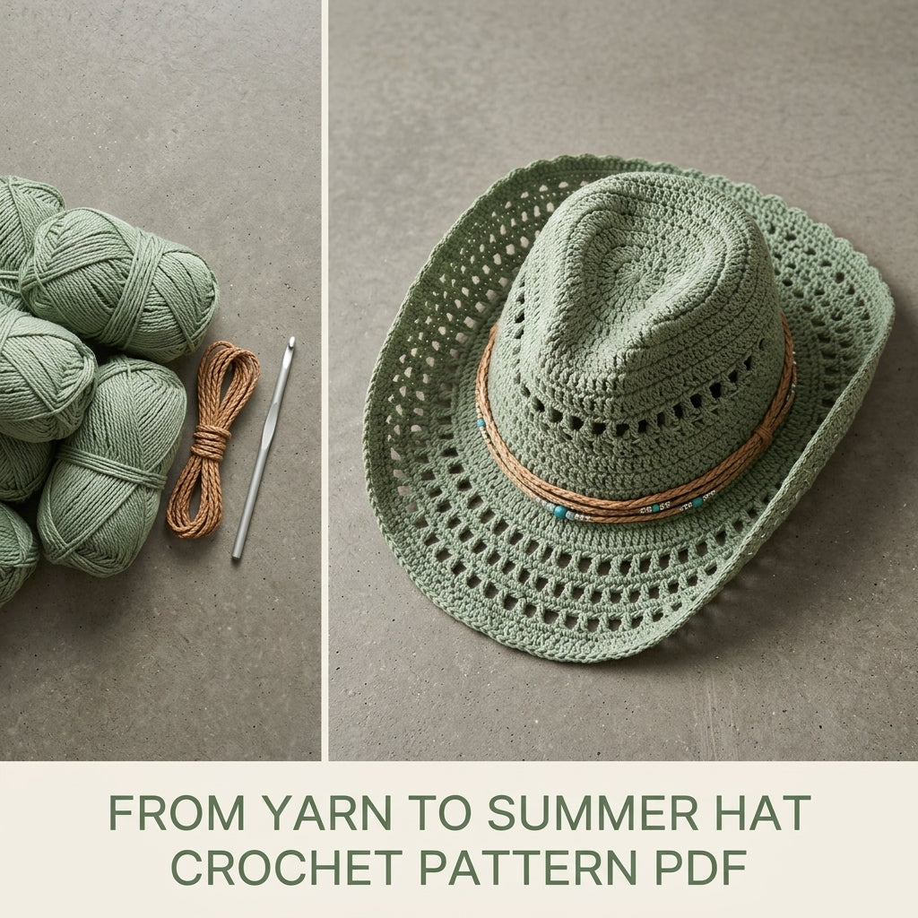 Sage Lace Summer Western Hat Crochet Pattern PDF – Sage Lace Cowboy Hat