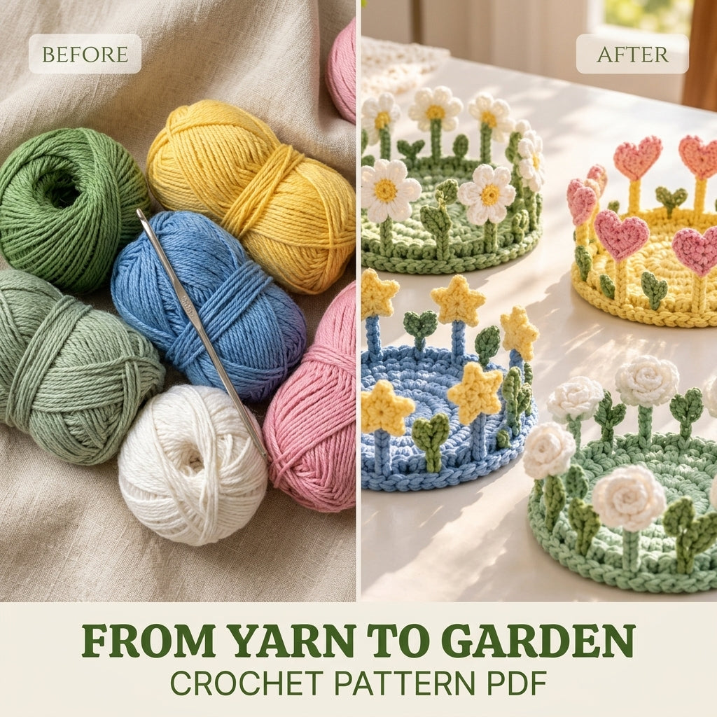 Garden Glass Coasters Crochet Pattern PDF – Flower Coaster Set