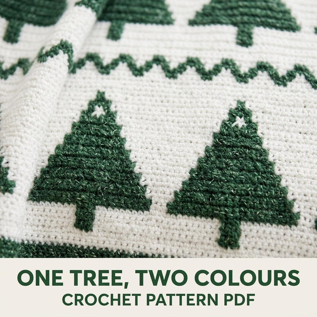Christmas Tree Crochet Blanket Pattern PDF – Tapestry Crochet Throw in Green and White
