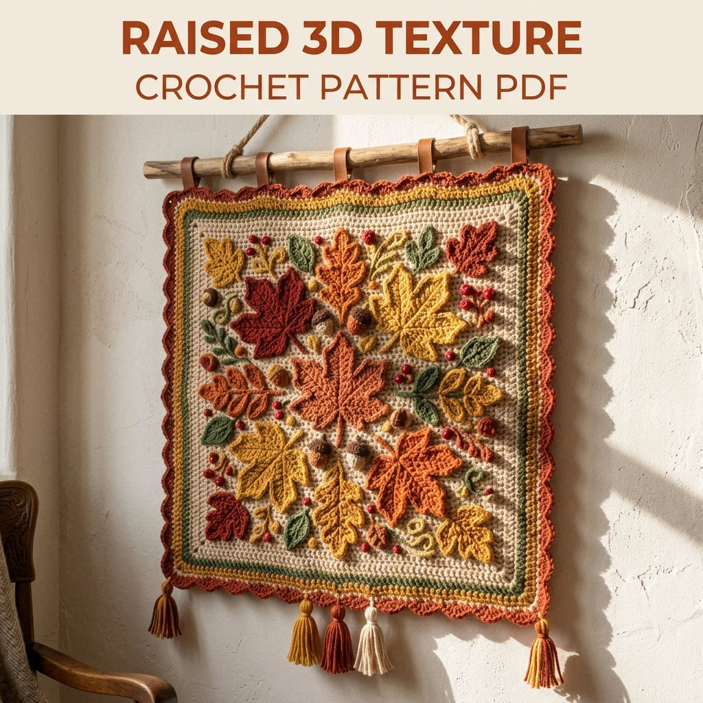 Autumn Leaves Wall Hanging Crochet Pattern PDF – Fall Wall Decor