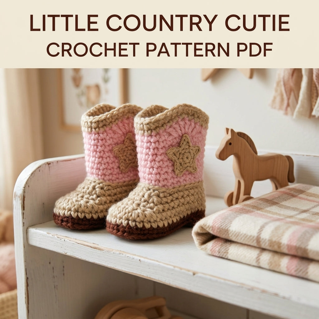 Cowgirl Baby Boots Crochet Pattern PDF – Baby Cowboy Booties