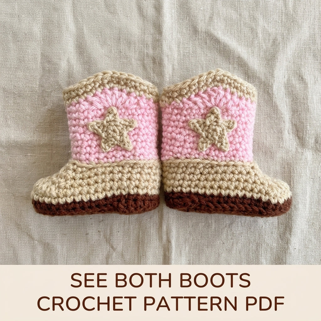 Cowgirl Baby Boots Crochet Pattern PDF – Baby Cowboy Booties