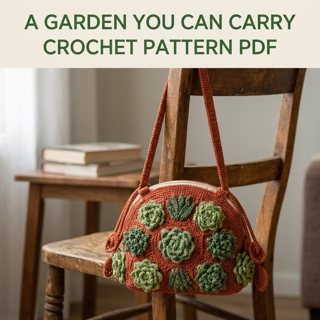 Succulent Bag Crochet Pattern PDF – Crossbody Bag with 3D Succulents