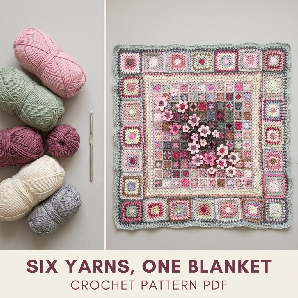 Granny Frame Flower Blanket Crochet Pattern PDF – Vintage Granny Afghan