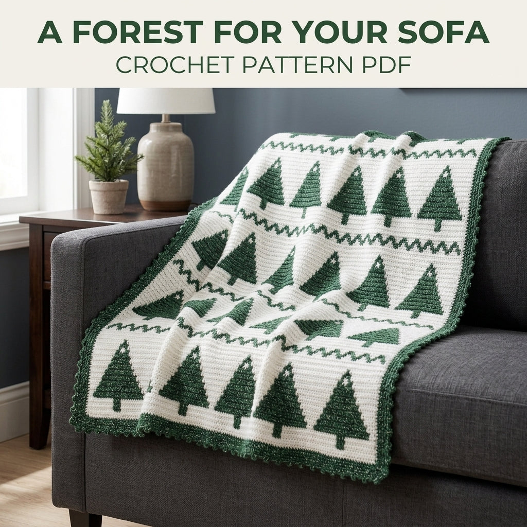 Christmas Tree Crochet Blanket Pattern PDF – Tapestry Crochet Throw in Green and White