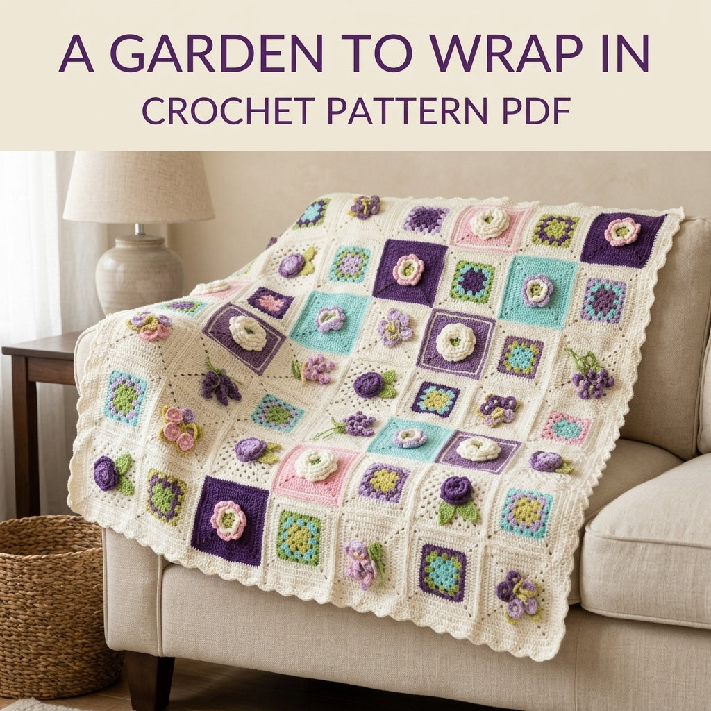 3D Flower Granny Sampler Blanket Crochet Pattern PDF – Rose and Violet Afghan