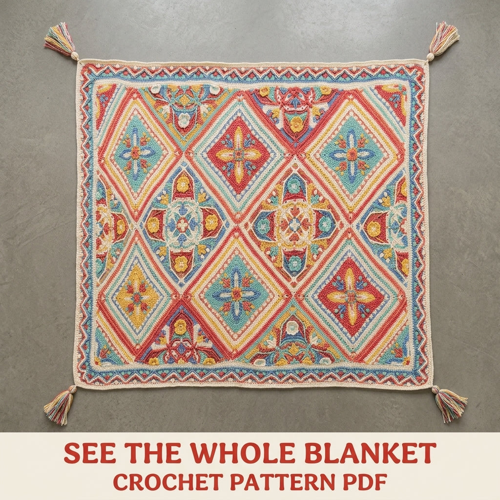 Overlay Mandala Blanket Crochet Pattern PDF – Star Squares Set on Point
