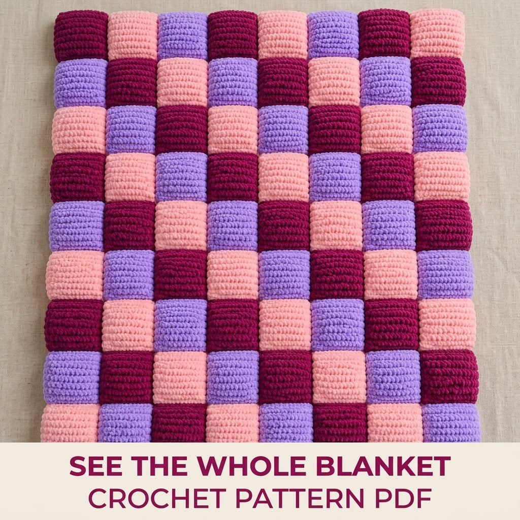 Puff Checker Blanket Crochet Pattern PDF – Pillow Square Checker Throw