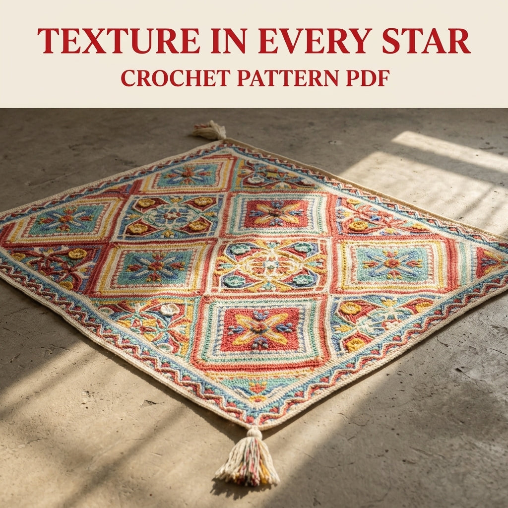 Overlay Mandala Blanket Crochet Pattern PDF – Star Squares Set on Point