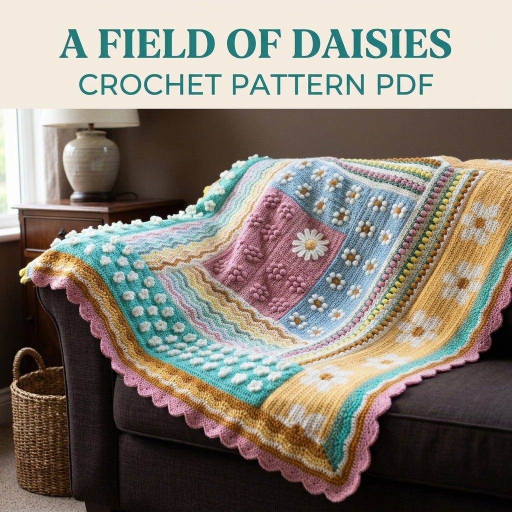 Daisy Sampler Blanket Crochet Pattern PDF – Learn Many Stitches