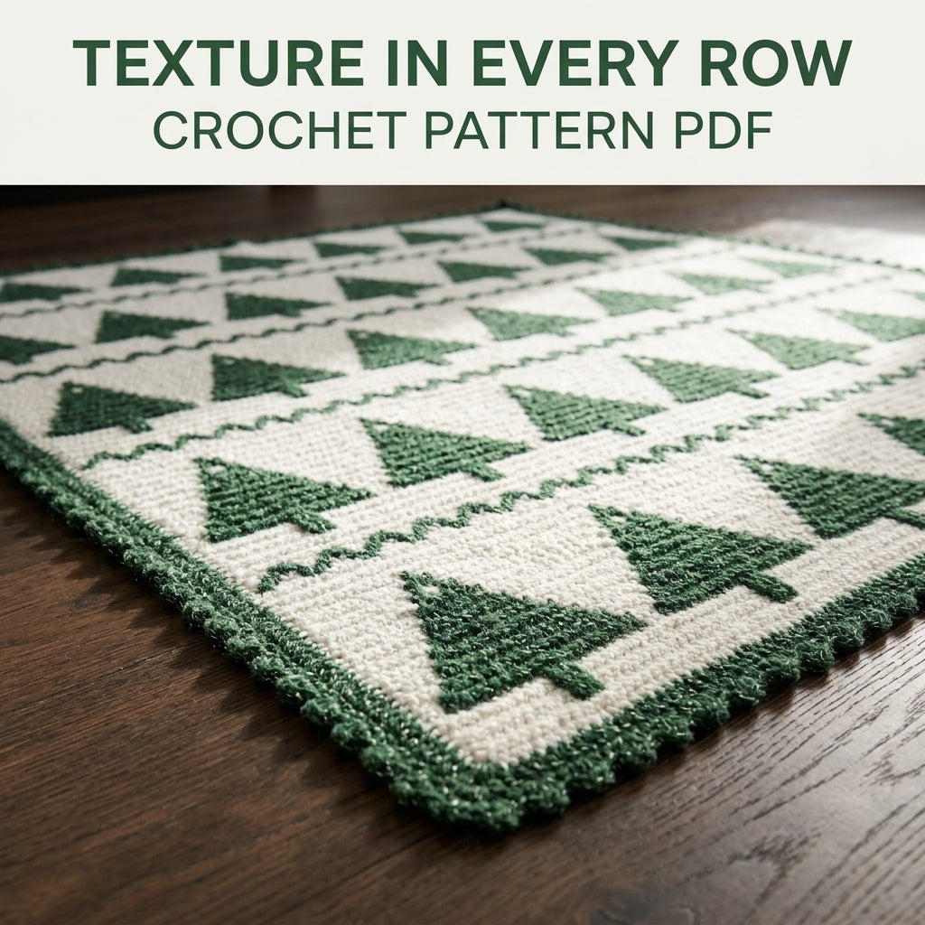 Christmas Tree Crochet Blanket Pattern PDF – Tapestry Crochet Throw in Green and White