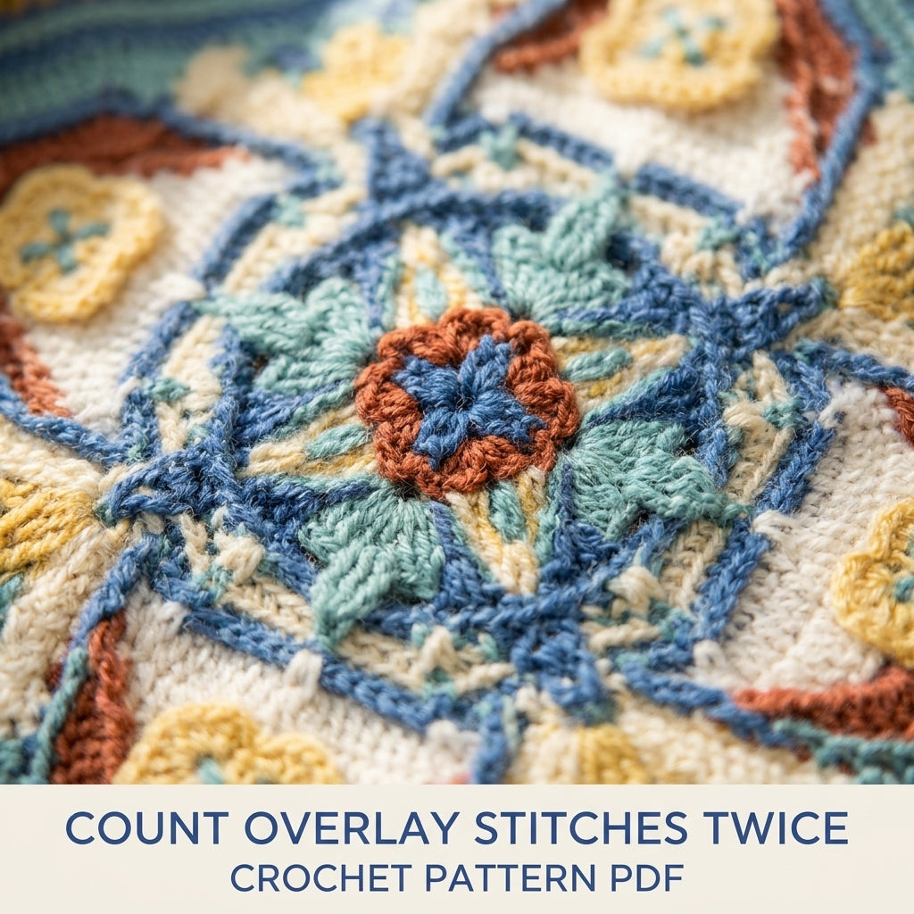 Blue Medallion Overlay Blanket Crochet Pattern PDF – Blue Medallion with Zigzag Border