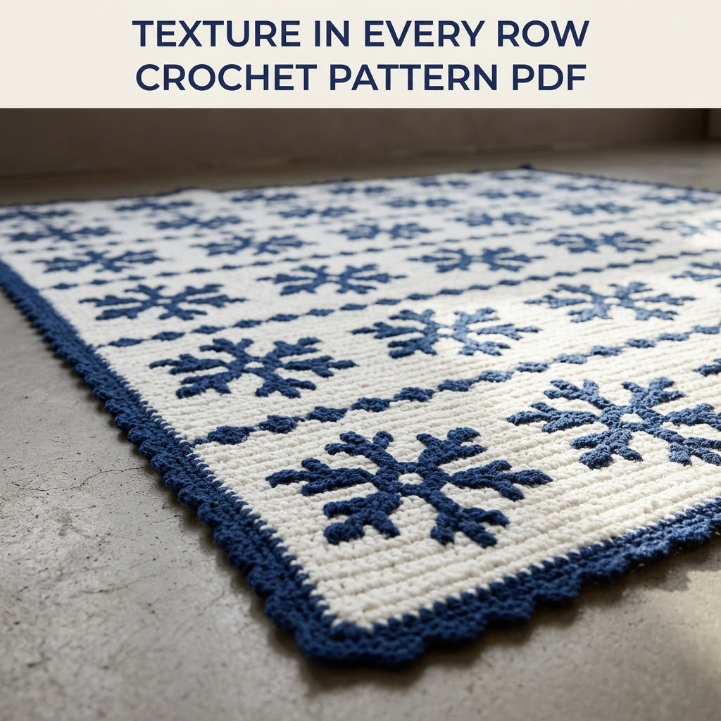 Snowflake Crochet Blanket Pattern PDF – Winter Tapestry Crochet Throw in Navy and White