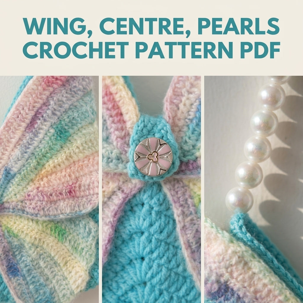 Pastel Butterfly Bag Crochet Pattern PDF – Butterfly Flap Bag with Pearl Handle