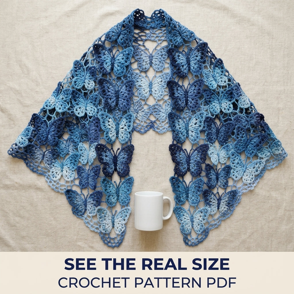 Butterfly Wrap Crochet Pattern PDF – Joined Lace Butterfly Shawl