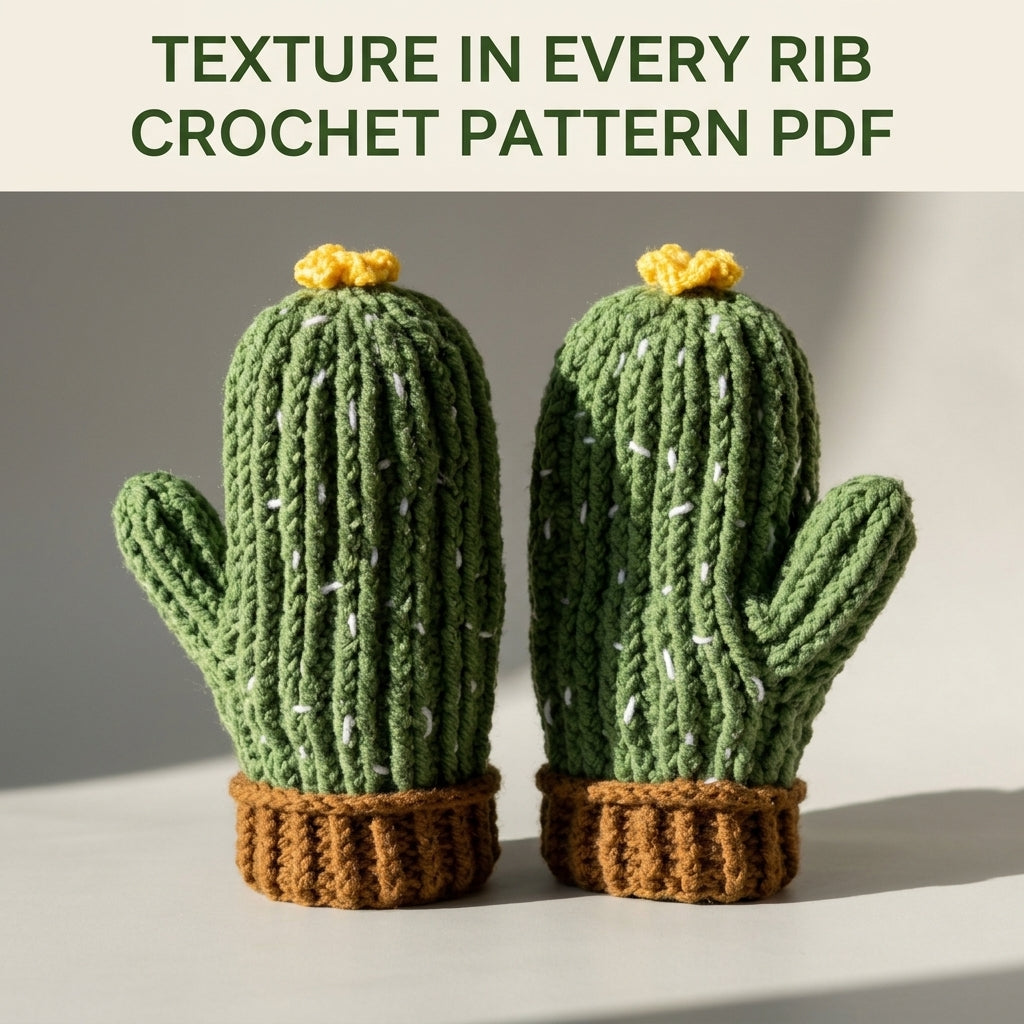 Cactus Mittens Crochet Pattern PDF – Chunky Winter Mittens