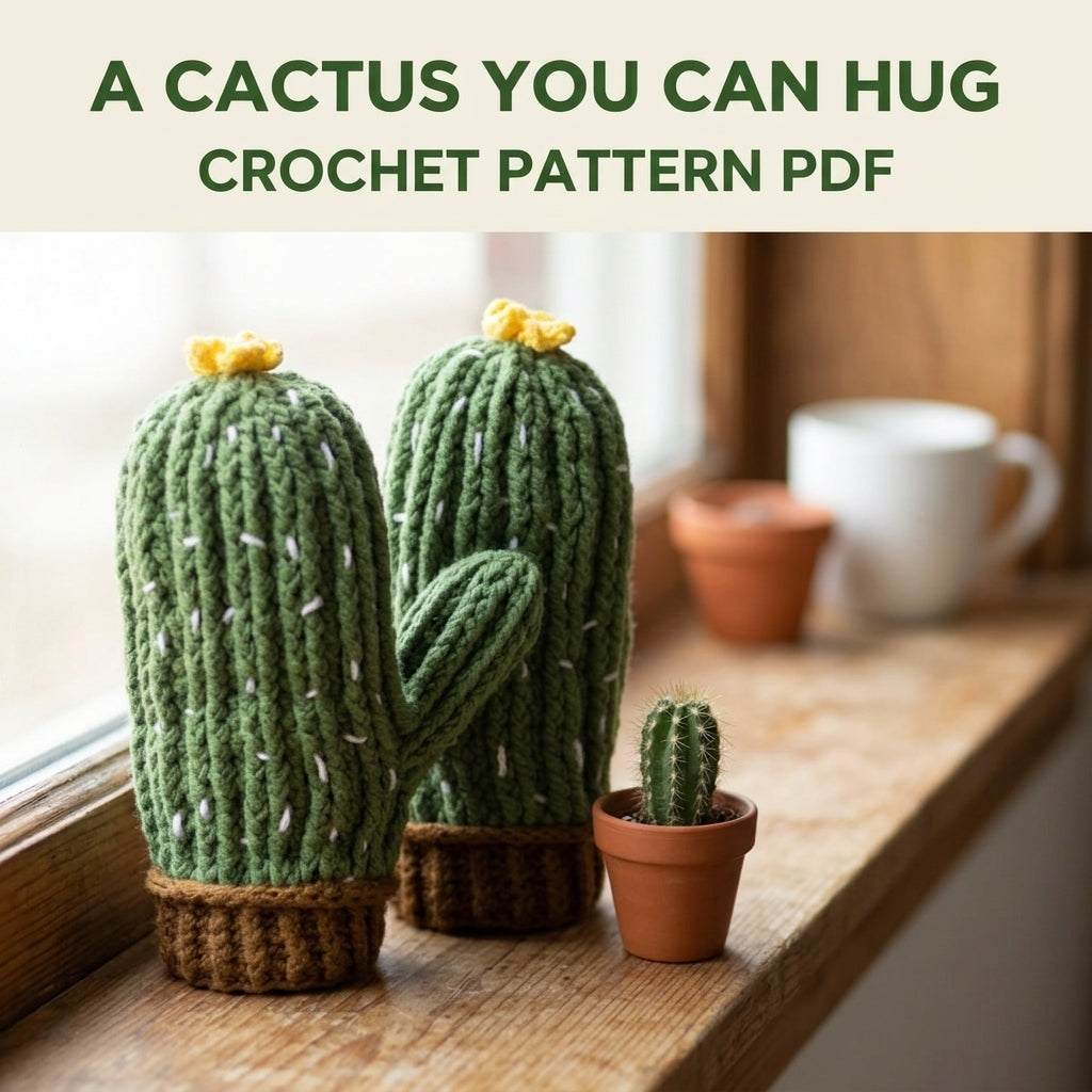 Cactus Mittens Crochet Pattern PDF – Chunky Winter Mittens