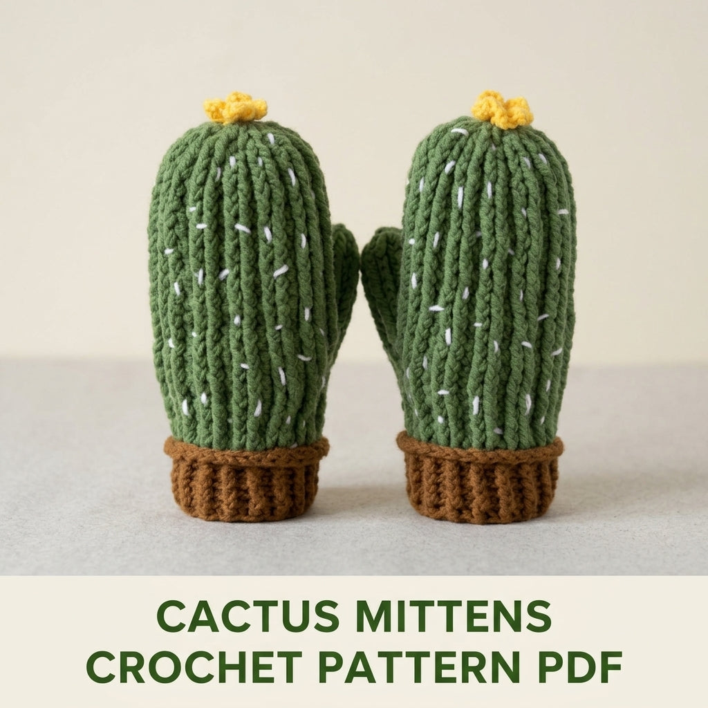 Cactus Mittens Crochet Pattern PDF – Chunky Winter Mittens