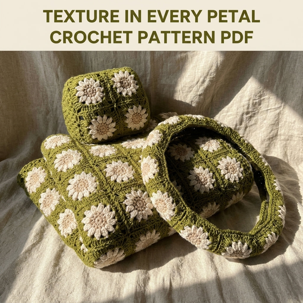 Daisy Car Seat Cover Set Crochet Pattern PDF – Granny Square Car Seat