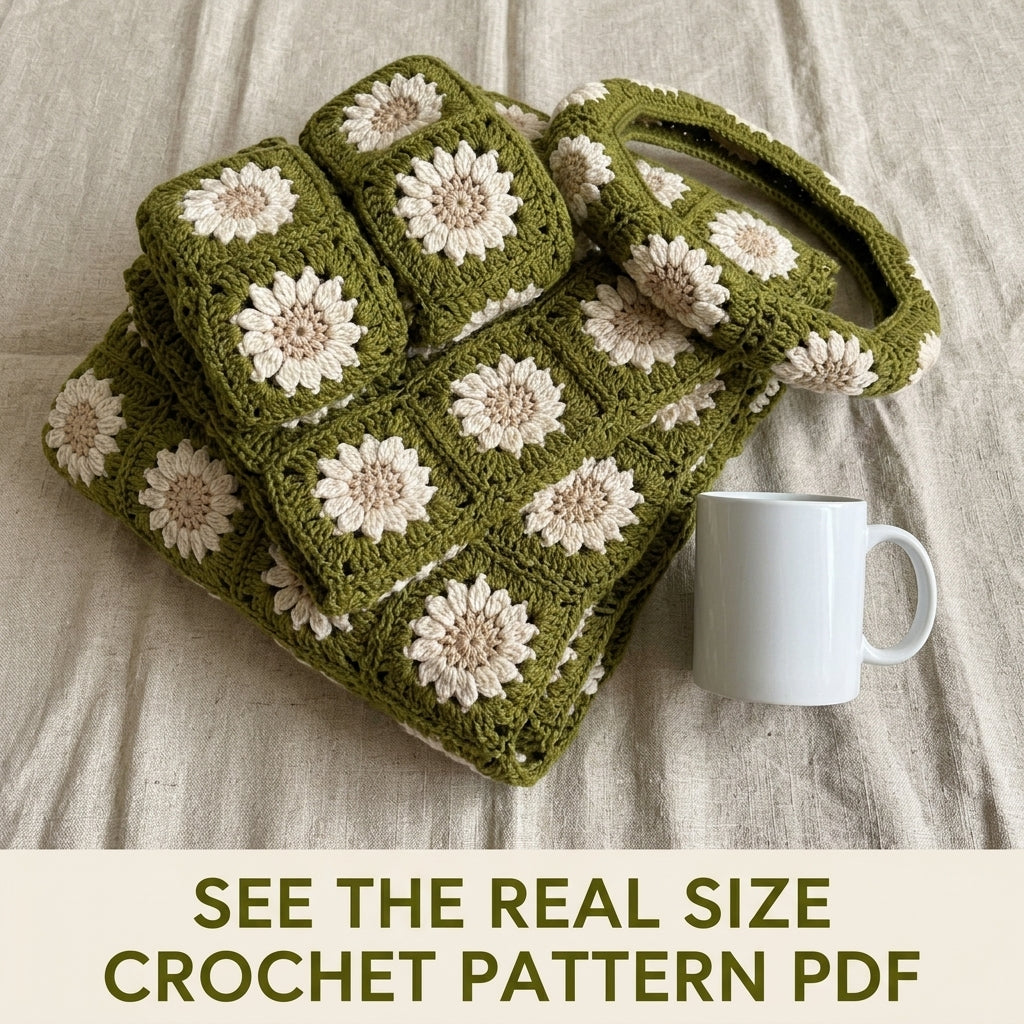 Daisy Car Seat Cover Set Crochet Pattern PDF – Granny Square Car Seat