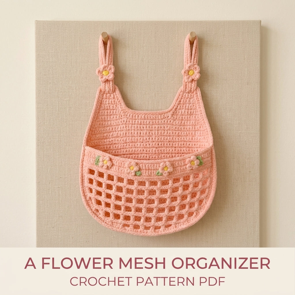 Flower Mesh Car Seat Organizer Crochet Pattern PDF – Back Seat Toy Holder