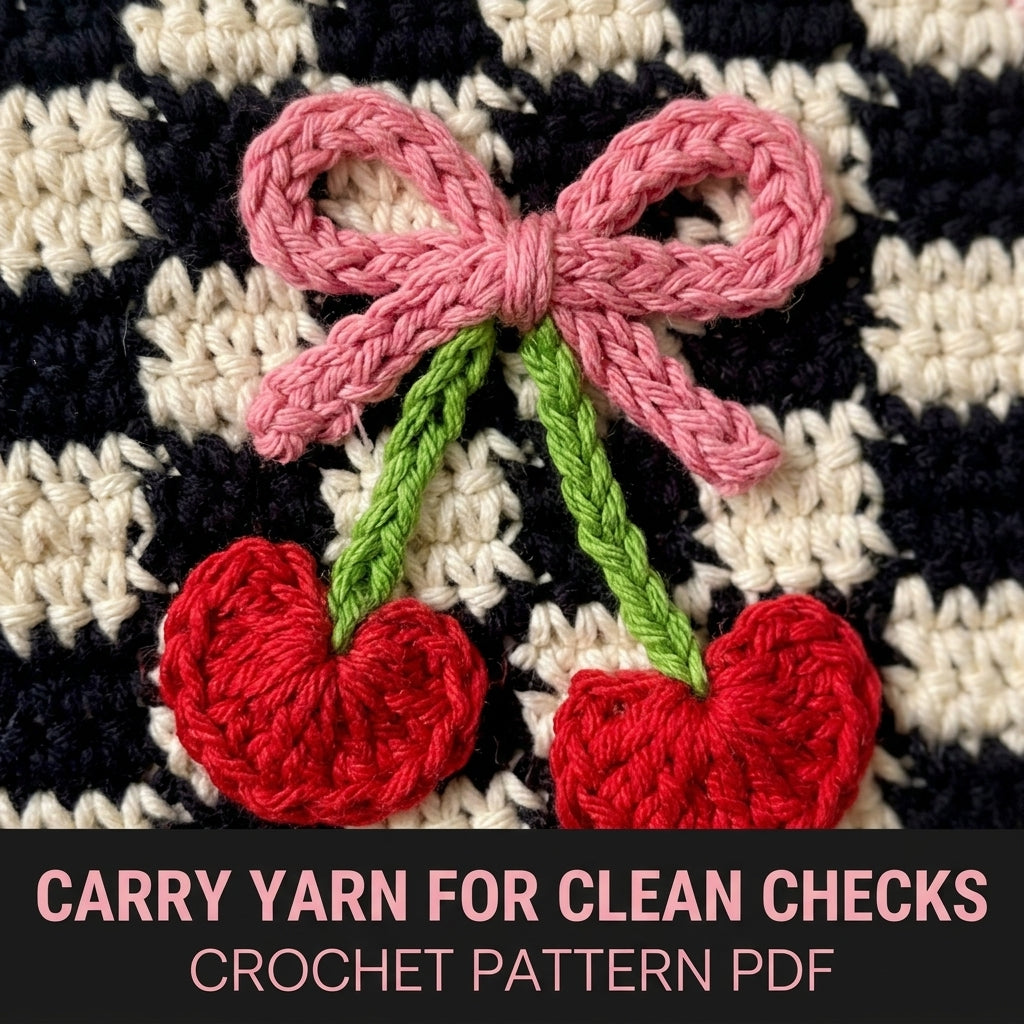 Cherry Bow Gingham Mini Banner Crochet Pattern PDF – Retro Wall Decor