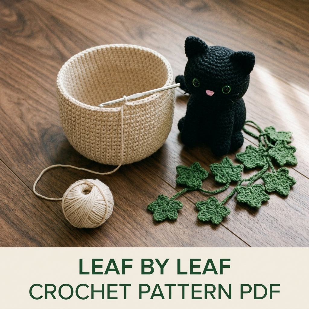 Black Cat Ivy Hanging Basket Crochet Pattern PDF – Window Decor