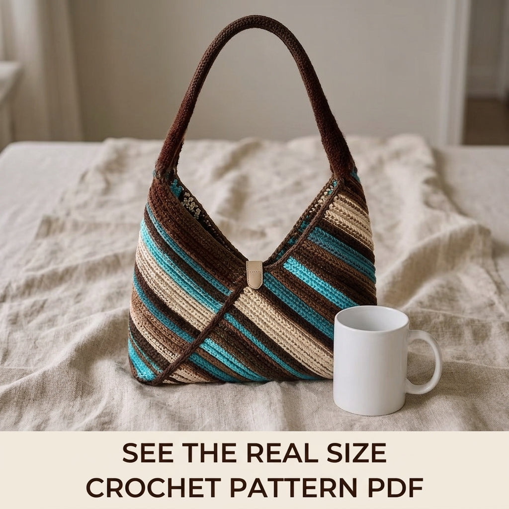 Diagonal Stripe Hobo Bag Crochet Pattern PDF – Diagonal Stripe Shoulder Bag