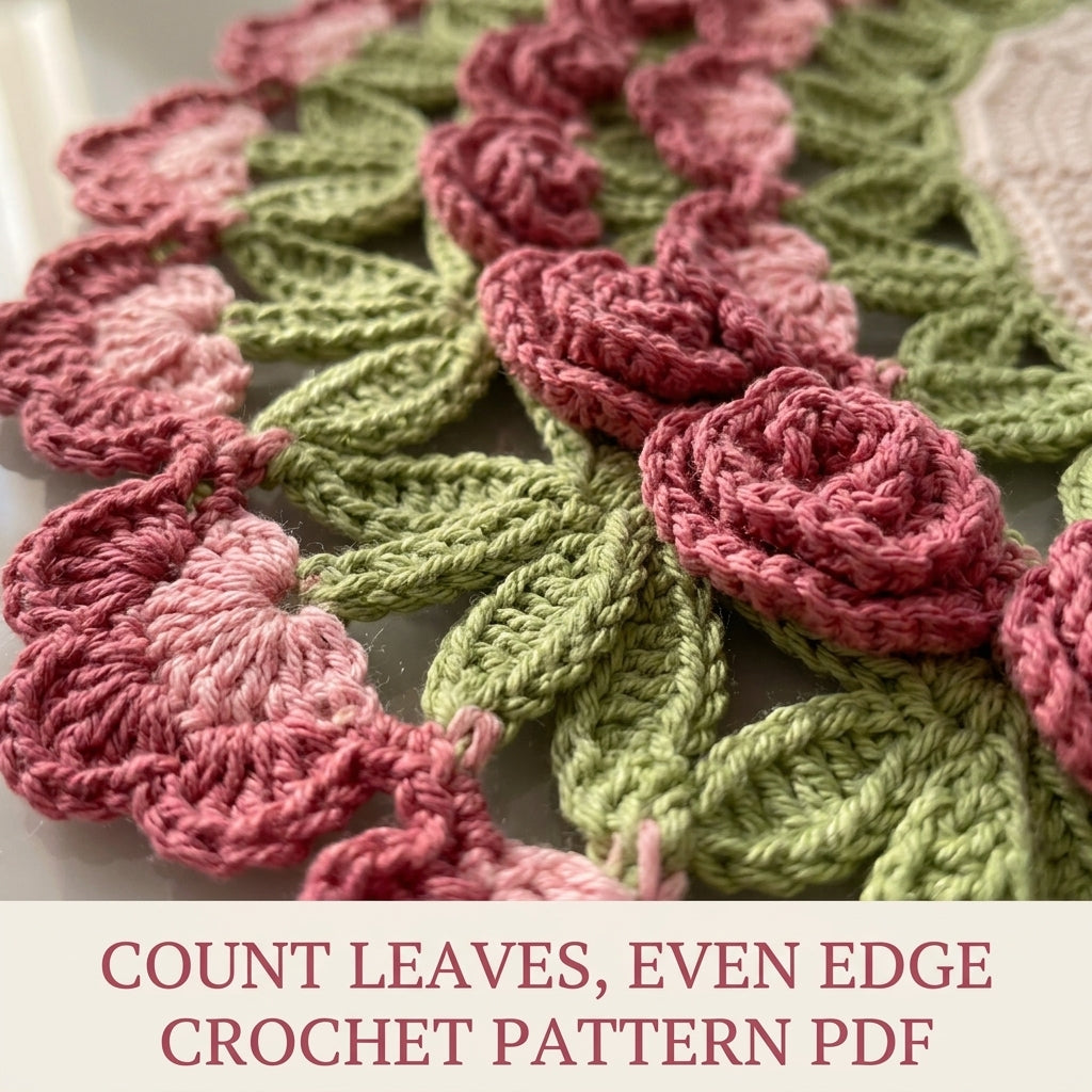 Rose Tulip Edge Placemat Crochet Pattern PDF – Round Table Mat with Flower Edge
