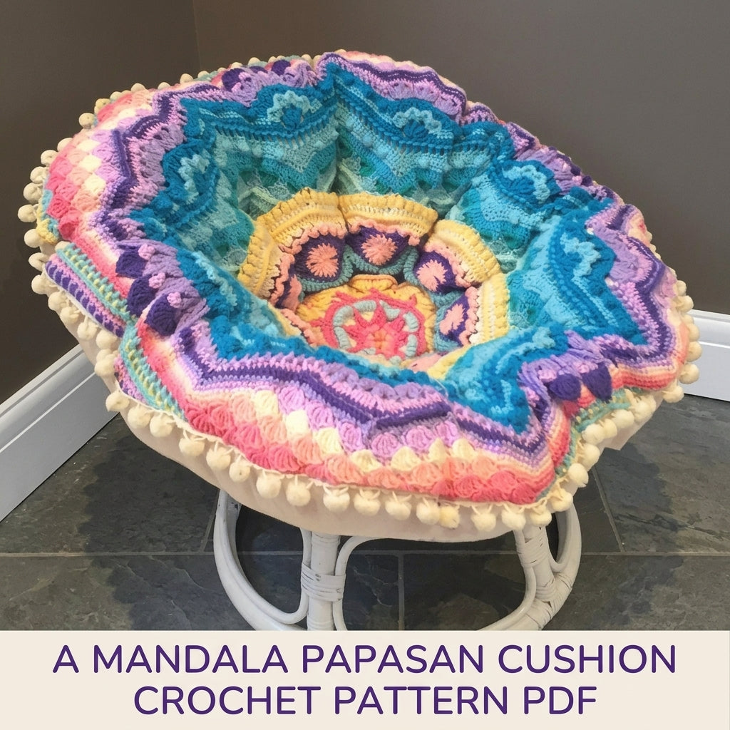 Mandala Papasan Cushion Crochet Pattern PDF – Round Chair Cover