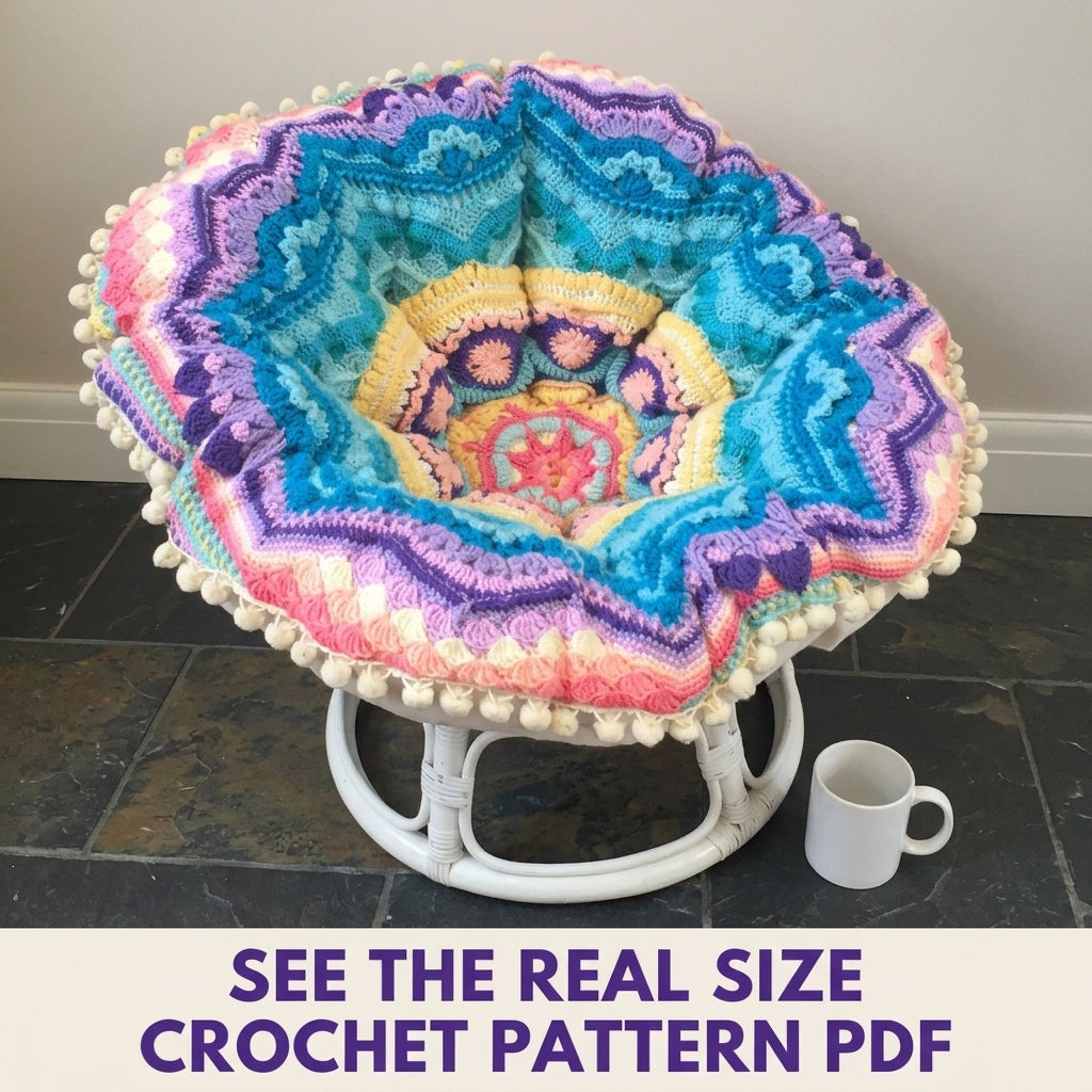 Mandala Papasan Cushion Crochet Pattern PDF – Round Chair Cover