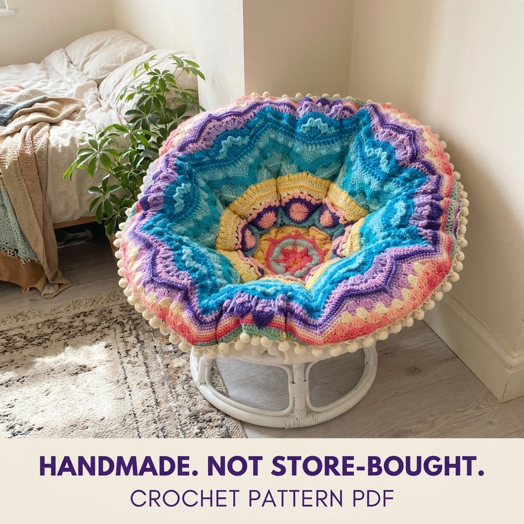 Mandala Papasan Cushion Crochet Pattern PDF – Round Chair Cover