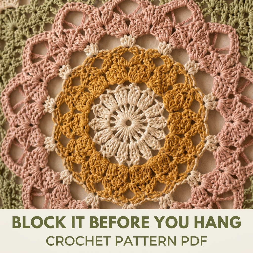 Mandala Star Wall Hanging Crochet Pattern PDF – Boho Wall Decor with Tassels