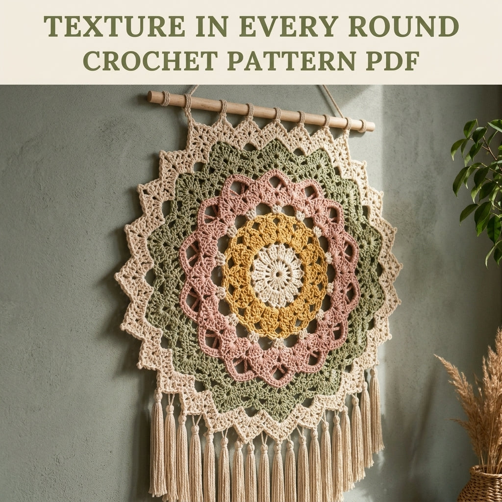 Mandala Star Wall Hanging Crochet Pattern PDF – Boho Wall Decor with Tassels