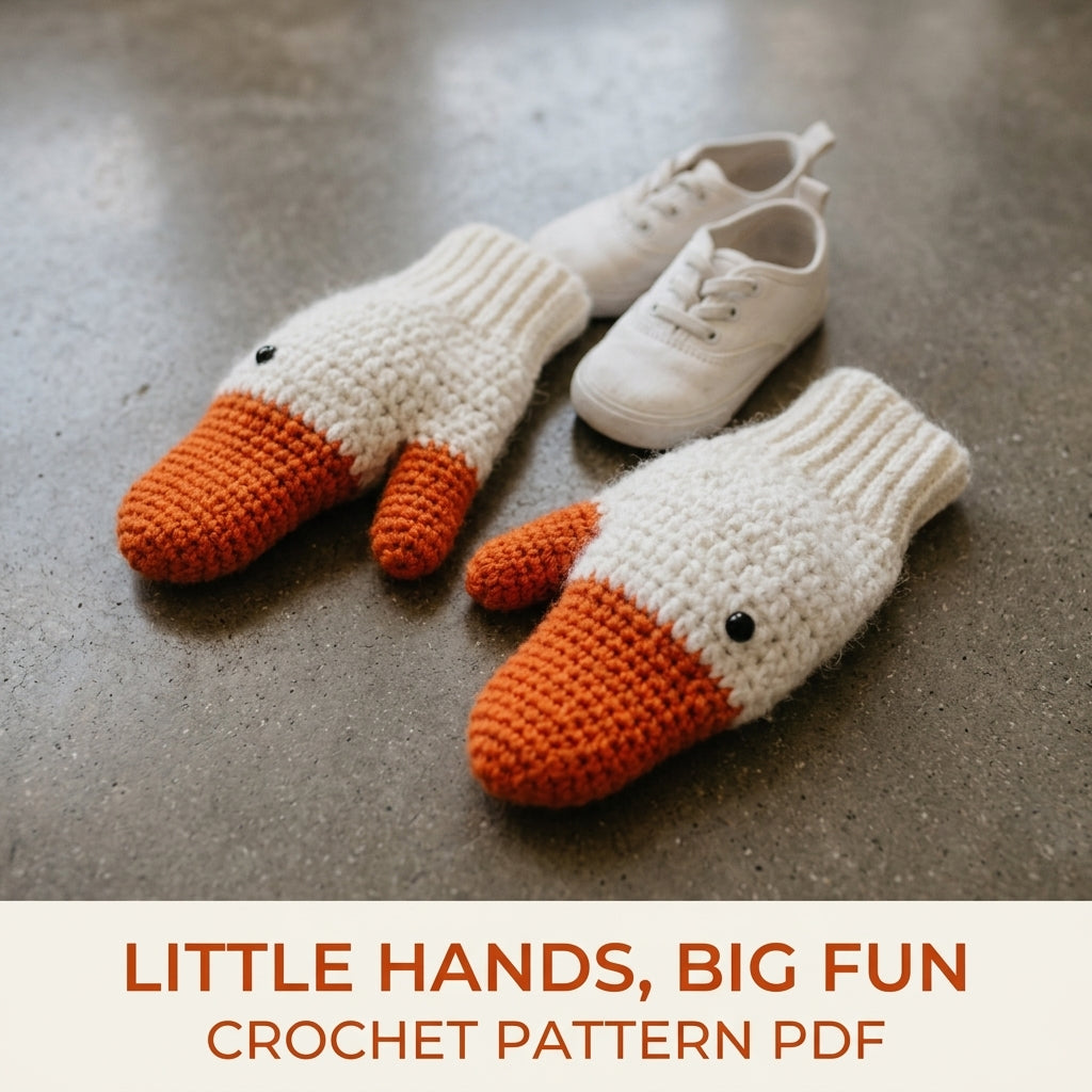 Goose Mittens Crochet Pattern PDF – Kids Duck Bill Mittens