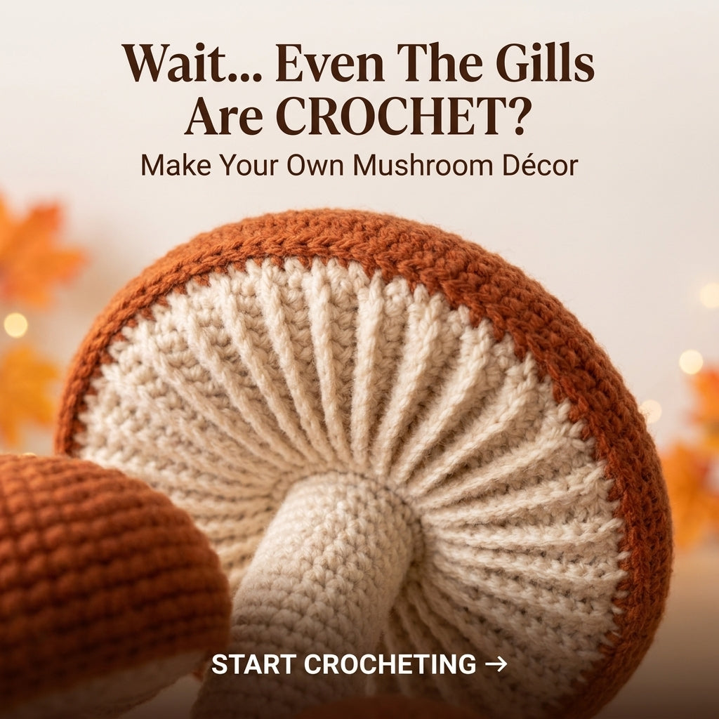 Crochet Mushroom Pattern – Mushroom Cluster on a Moss Base, Cottagecore Décor