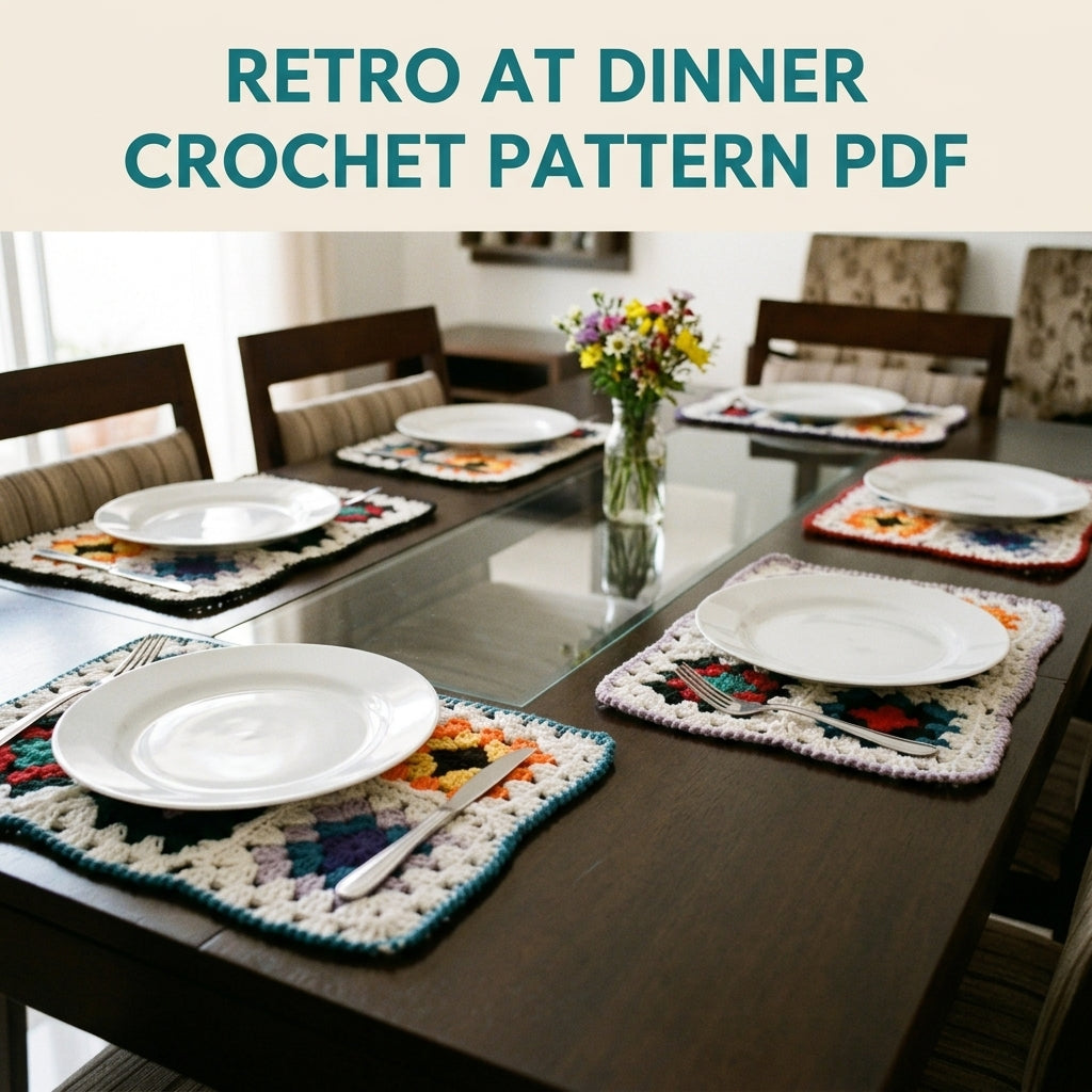 Granny Square Placemats Crochet Pattern PDF – Retro Table Mats