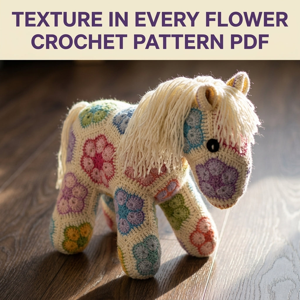 African Flower Pony Crochet Pattern PDF – Hexagon Amigurumi Horse