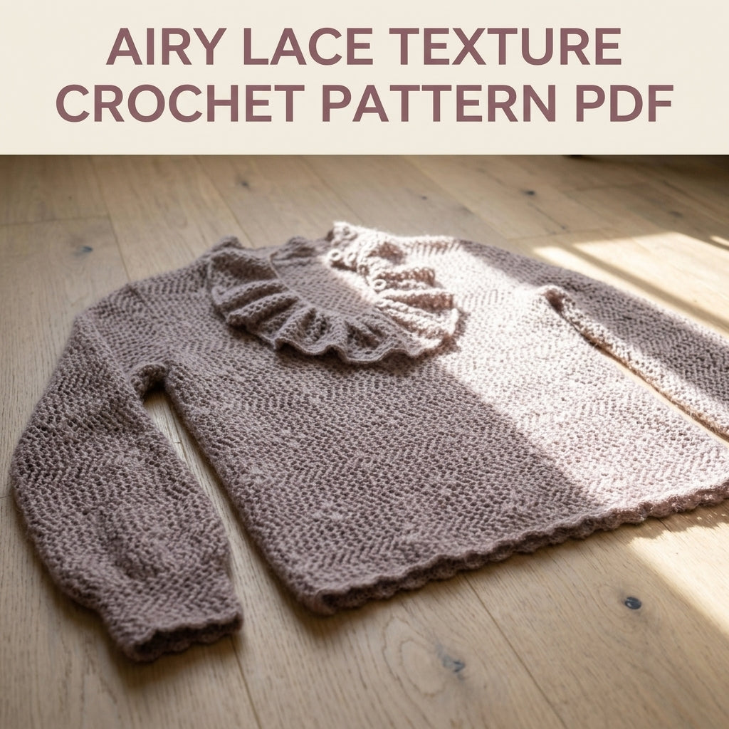 Mauve Lace Sweater Crochet Pattern PDF – Ruffle Collar Vintage Pullover