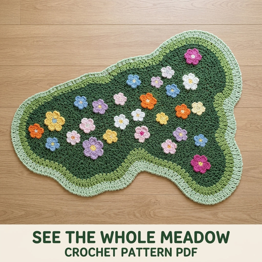 Flower Meadow Rug Crochet Pattern PDF – Cloud Shaped Floor Rug
